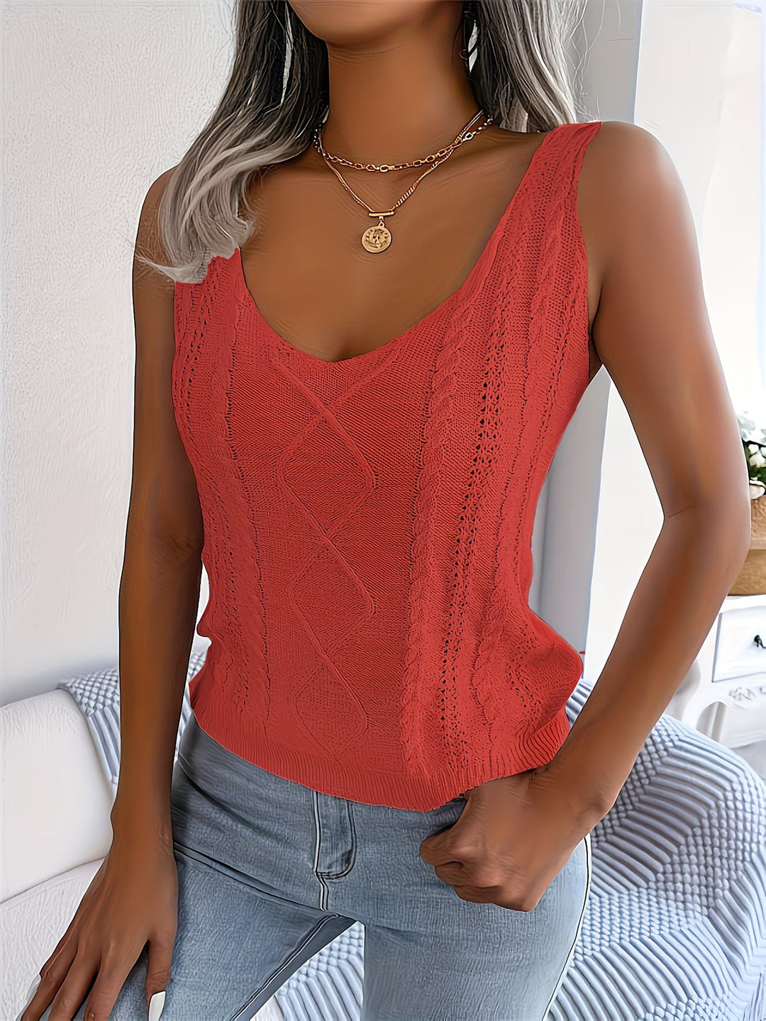 Nayla – Ærmeløs Strikket Tanktop