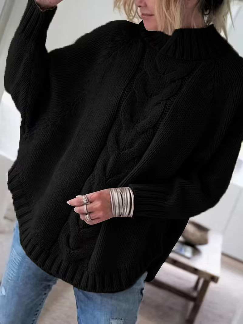 Edeltraut – Rullekravesweater Med Flagermusærmer