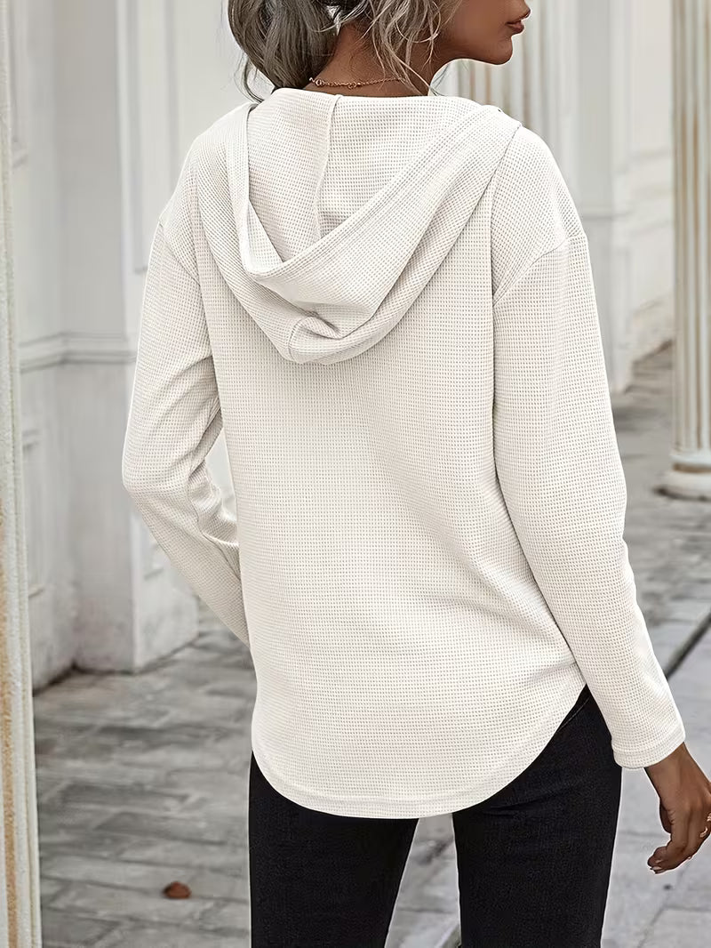 Heydi – Sweatshirt Med Lange ærmer Buet Forneden og Hætte