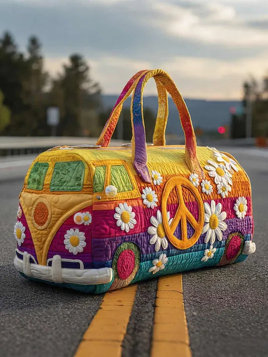 RetroBloom – Vatteret Rejsetaske Med Vintage Campingvognsmotiv