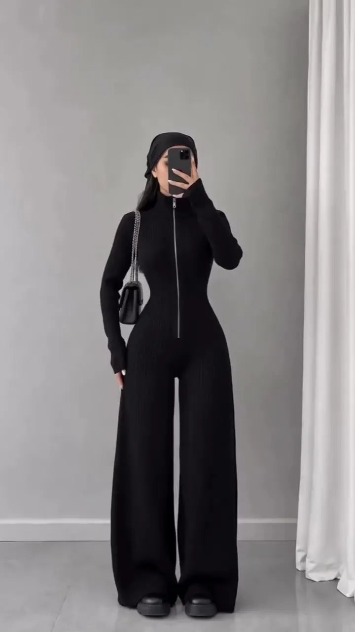 Libby – Jumpsuit Med Ribstrik Og Brede Ben
