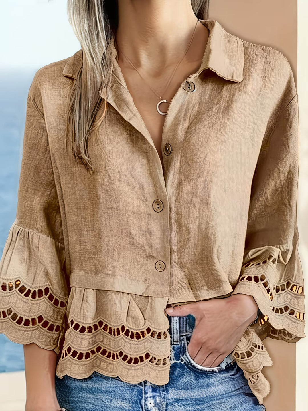 Solenn – Elegant Bluse Med Knapper