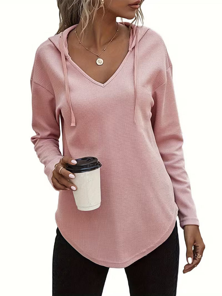 Heydi – Sweatshirt Med Lange ærmer Buet Forneden og Hætte
