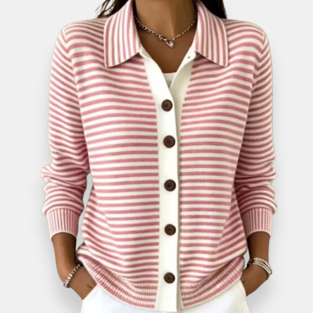 Kerana - Stribet Cardigan Med Knapper