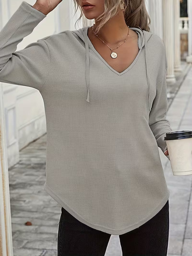 Heydi – Sweatshirt Med Lange ærmer Buet Forneden og Hætte