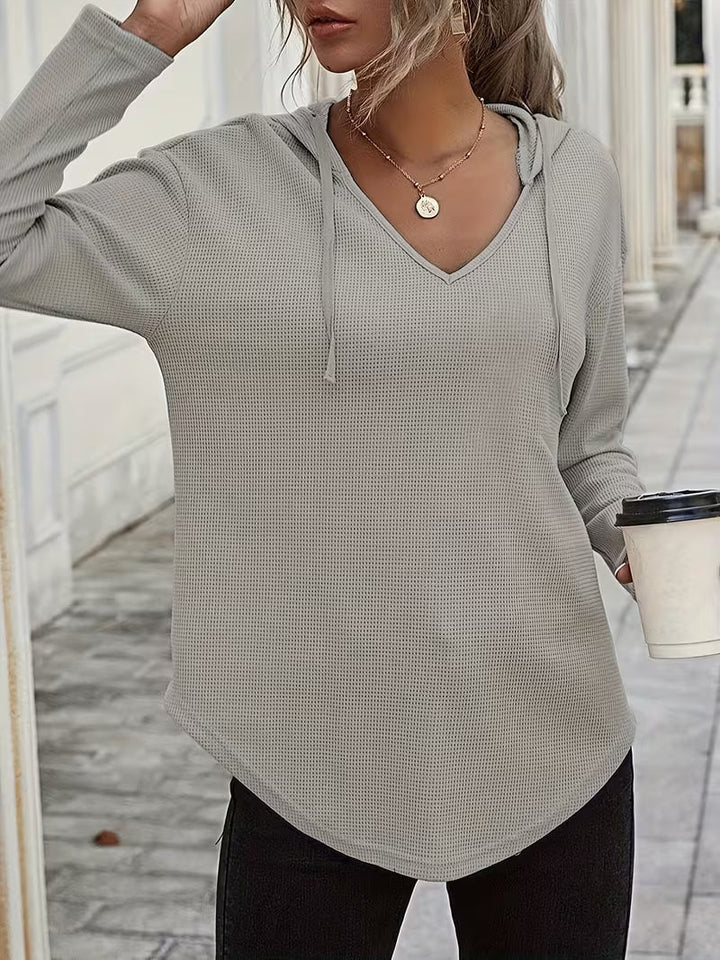 Heydi – Sweatshirt Med Lange ærmer Buet Forneden og Hætte