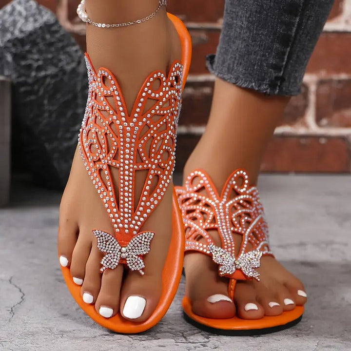 osalia – Stilfuld Lædersandal Med Sommerfuglemotiv