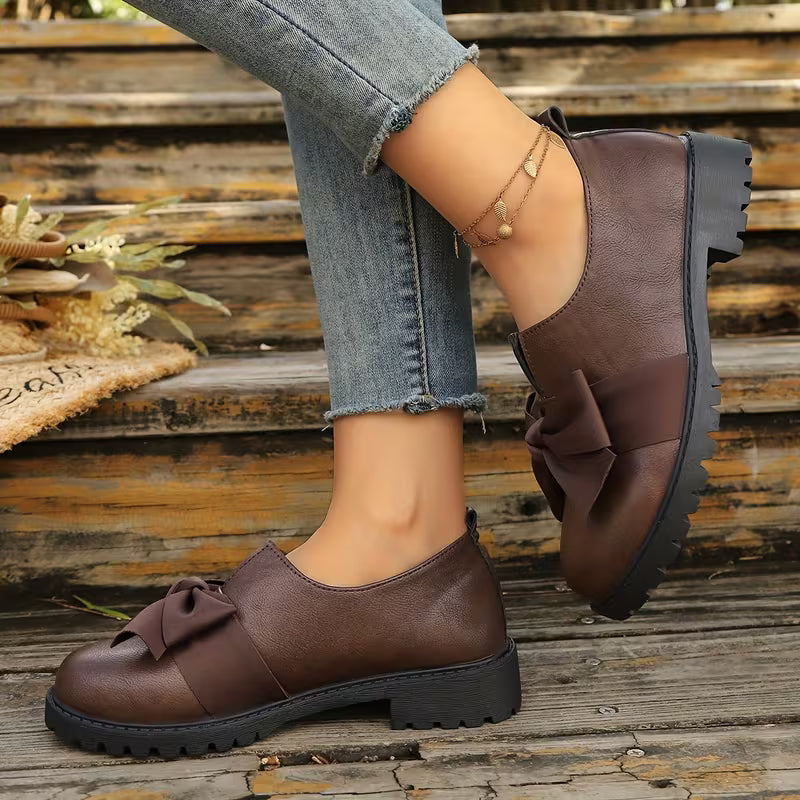 Nargiza - Elegante Loafers Med Sløjfe, Rund Tå Og Tyk Sål