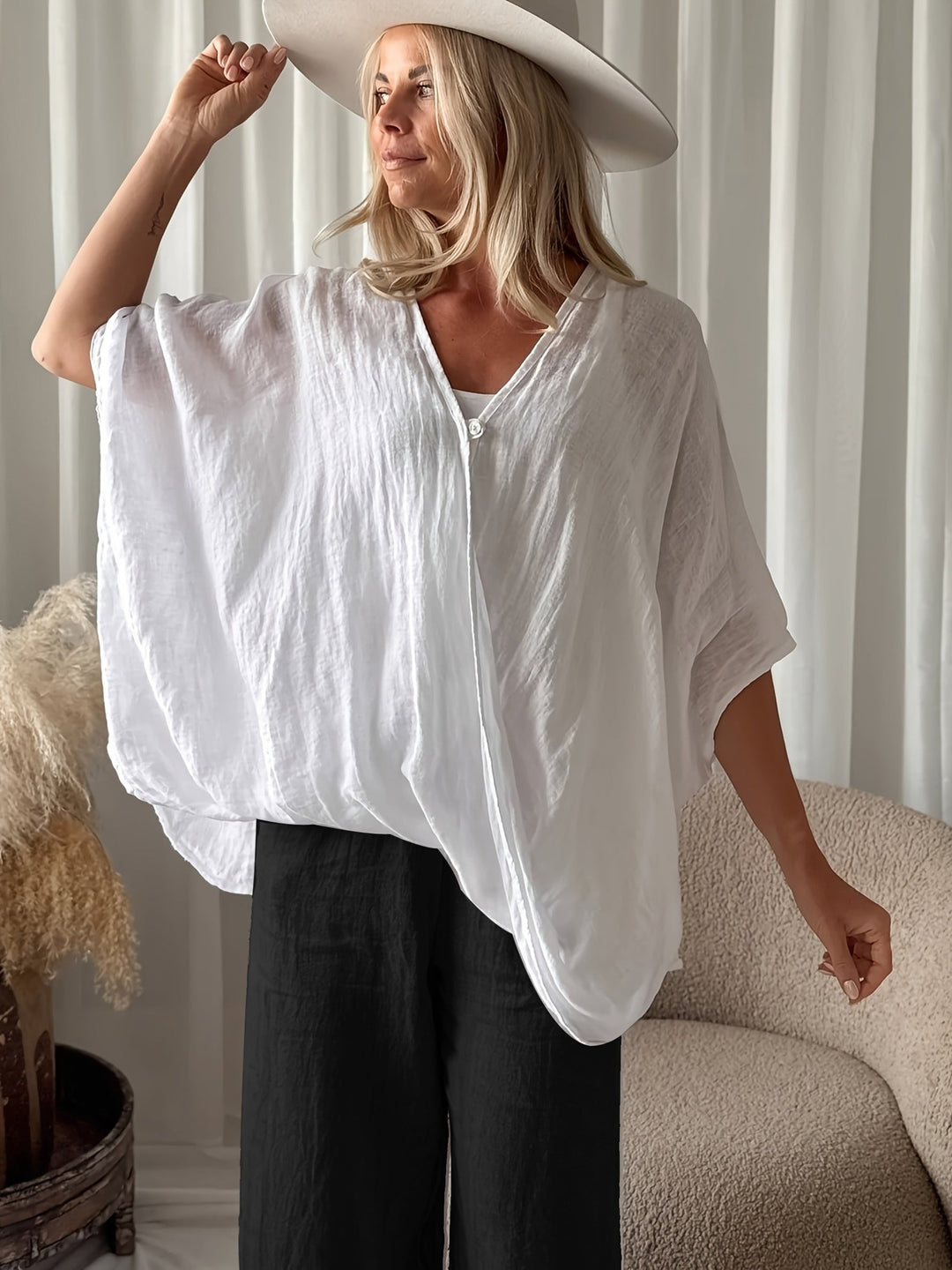 Winnie - Boheme Bluse Med Løse Ærmer
