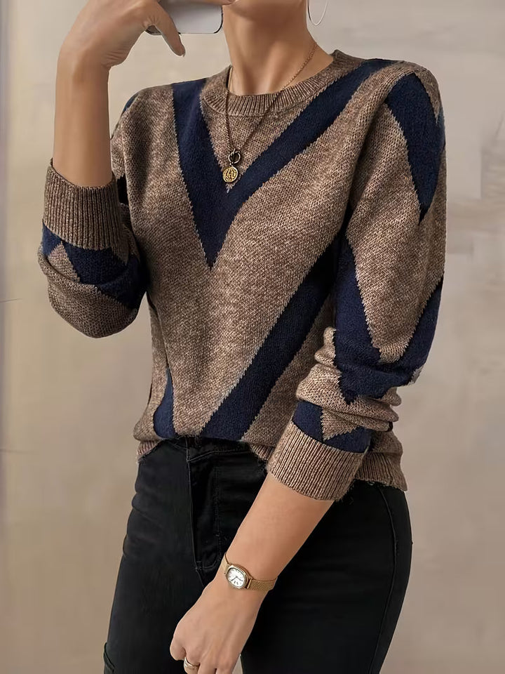 Minaza – Sweater Med Rund Hals Og Geometrisk Mønster