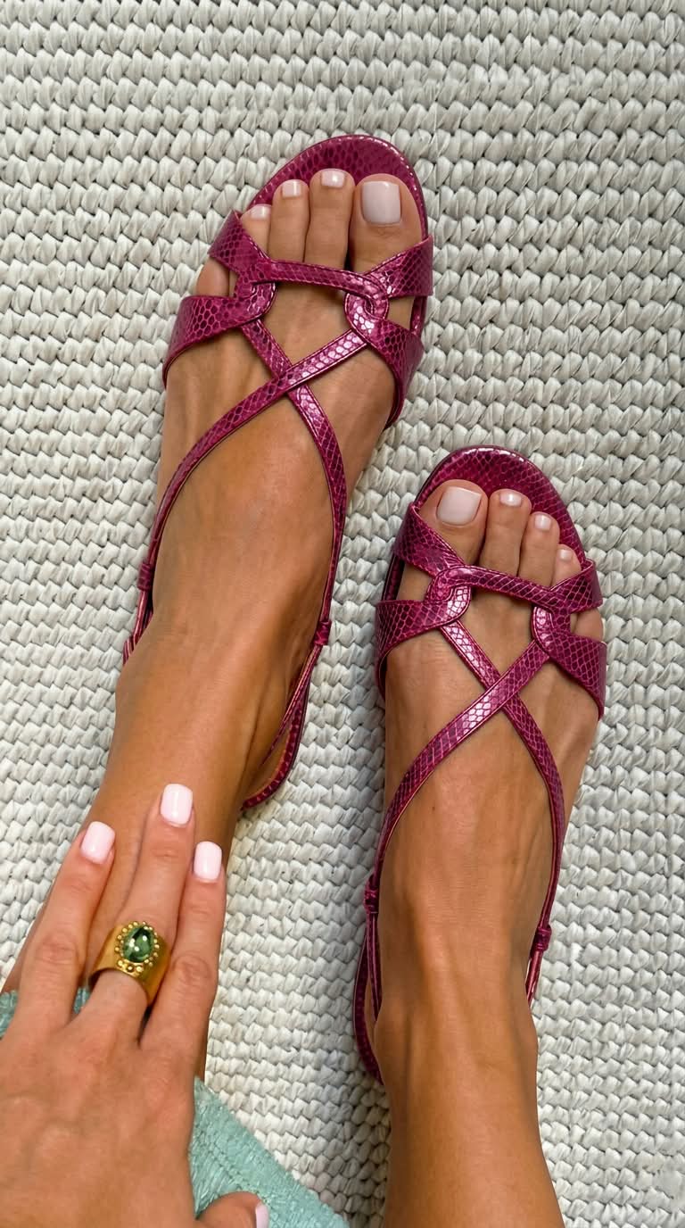 Olgia – Flad Sandal Med Krydsende Remme