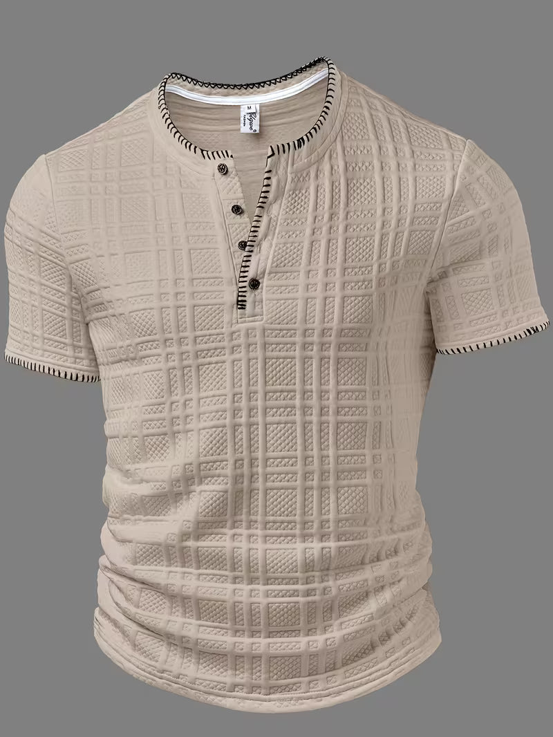 Layton – Henley-T-shirt med korte ærmer og struktureret overflade
