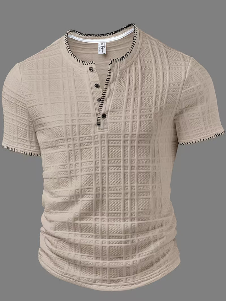 Layton – Henley-T-shirt med korte ærmer og struktureret overflade