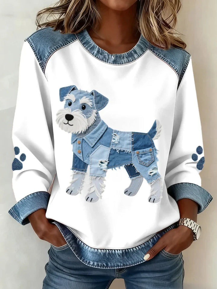 Lilah – Sweatshirt Med Dachshund-Udskriv Og Patchwork