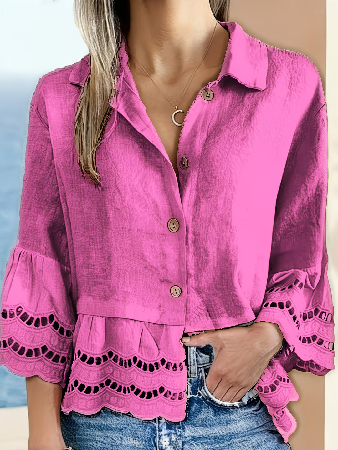 Solenn – Elegant Bluse Med Knapper