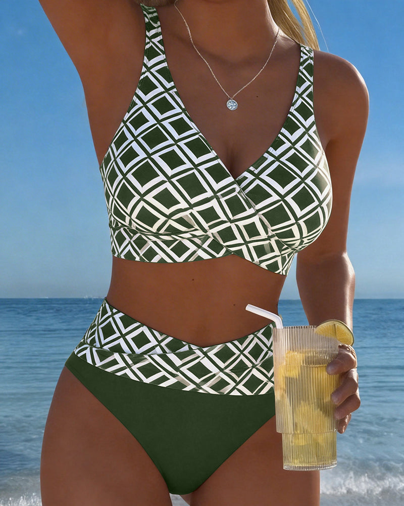 Chelvi - Elegant Todelt Bikini Med Diamantmønster