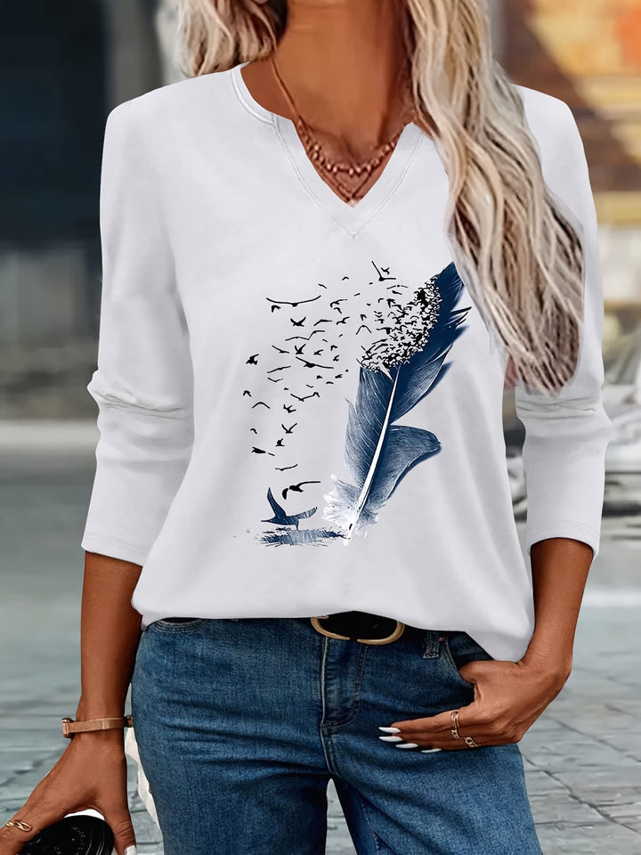 Amandine - Moderne Sommer Bluse Med V-udskæring