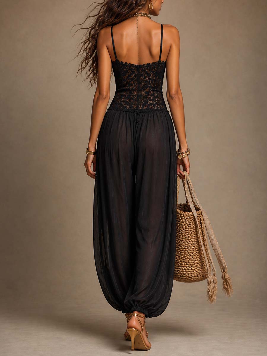 Natya – Vintage-inspireret, Flagrende Jumpsuit I Blonder