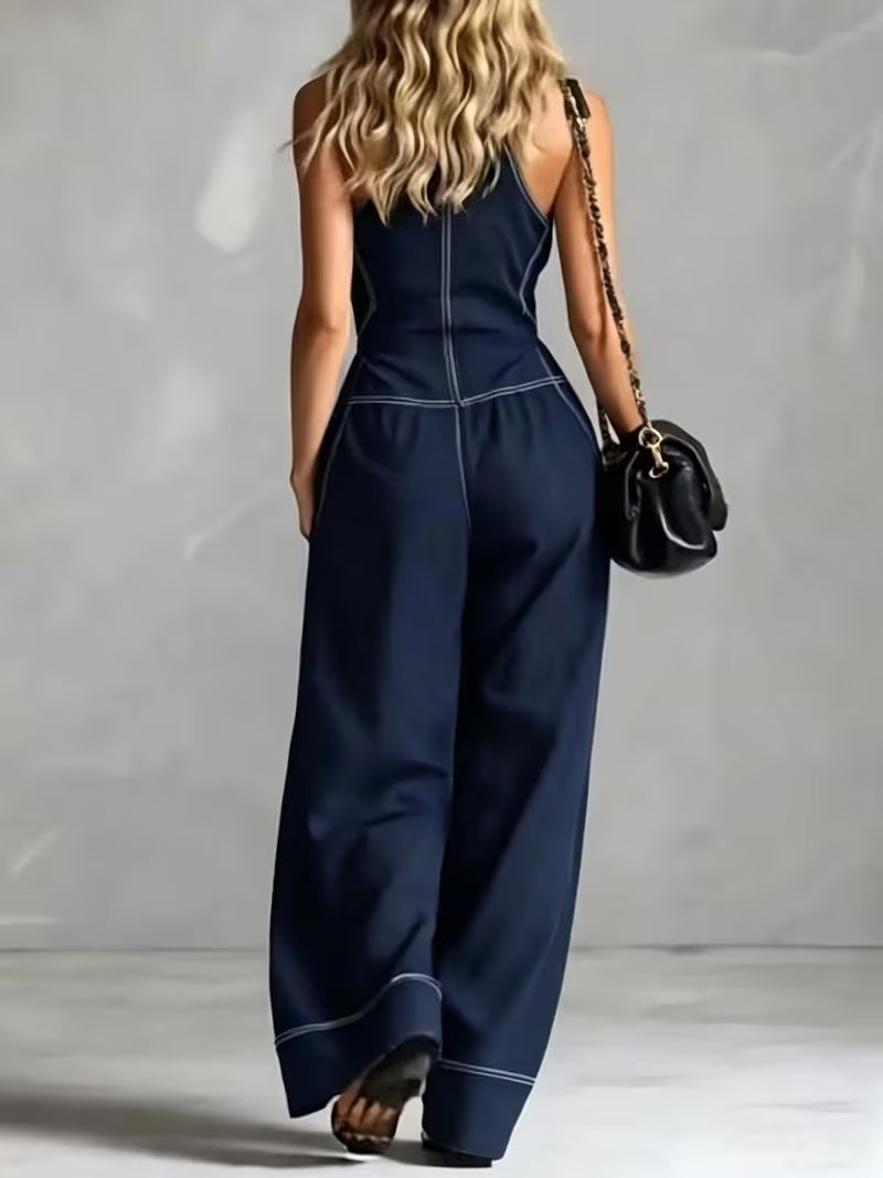 Bryana – Jumpsuit i Patchwork Med Striber