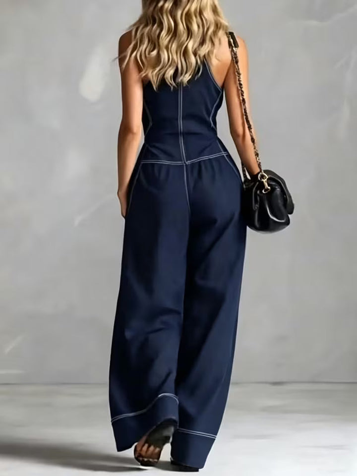 Bryana – Jumpsuit i Patchwork Med Striber