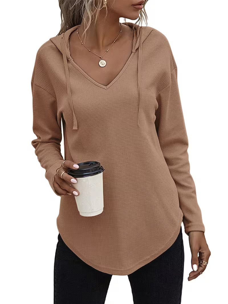 Heydi – Sweatshirt Med Lange ærmer Buet Forneden og Hætte