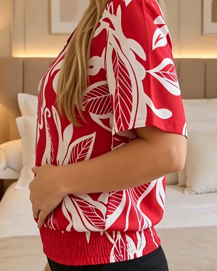 Isheba – Elegant Bluse Med Korte Ærmer