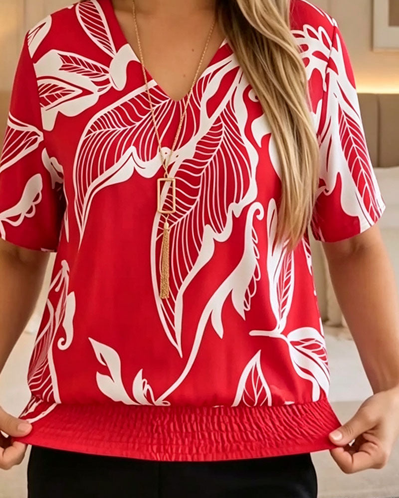 Isheba – Elegant Bluse Med Korte Ærmer