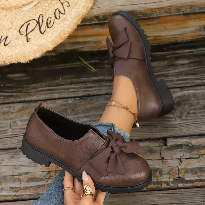 Nargiza - Elegante Loafers Med Sløjfe, Rund Tå Og Tyk Sål