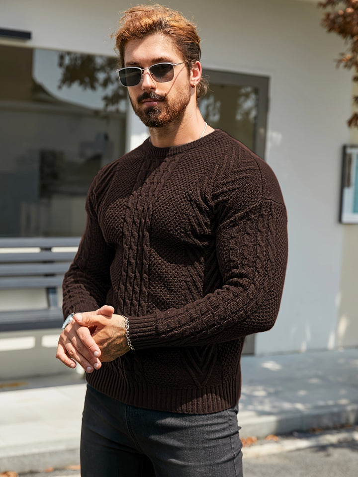 Eiduks – Klassisk Sweater Med Rund Hals og Kabelstrik