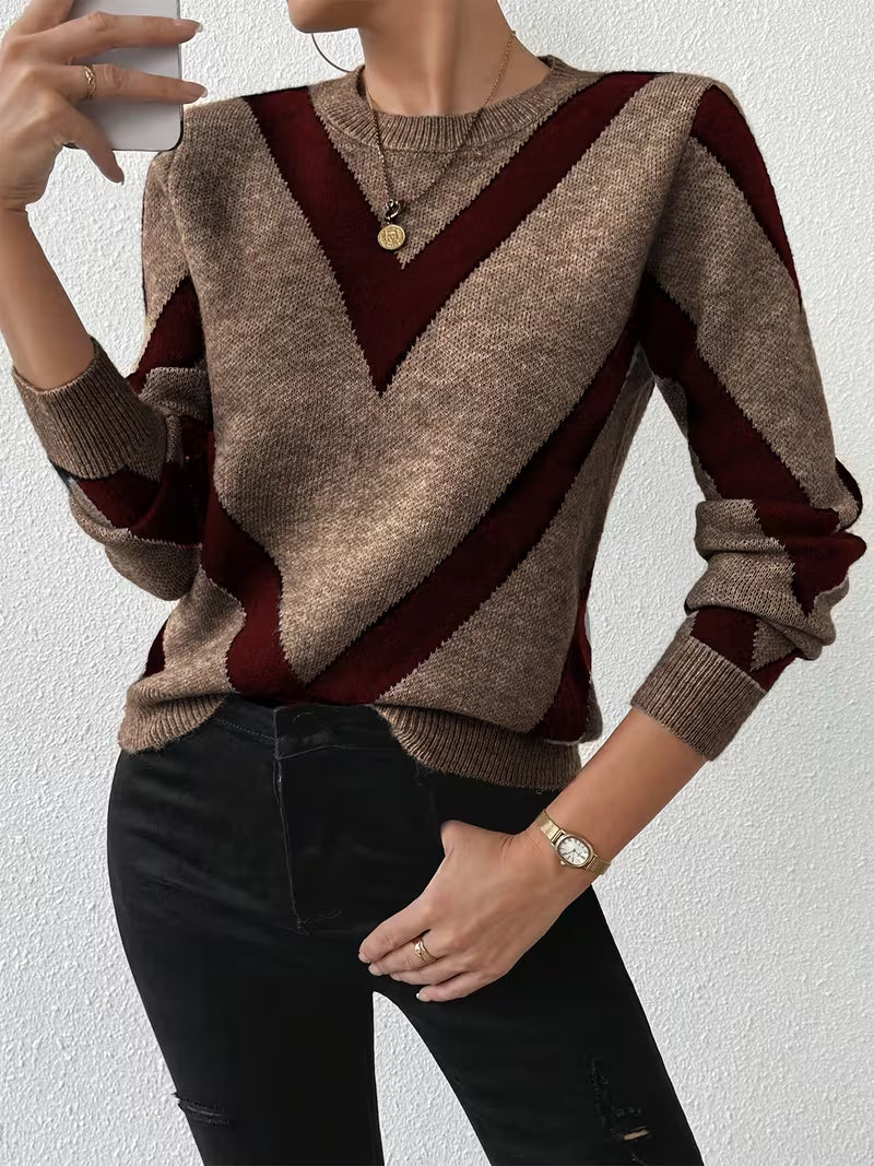 Minaza – Sweater Med Rund Hals Og Geometrisk Mønster