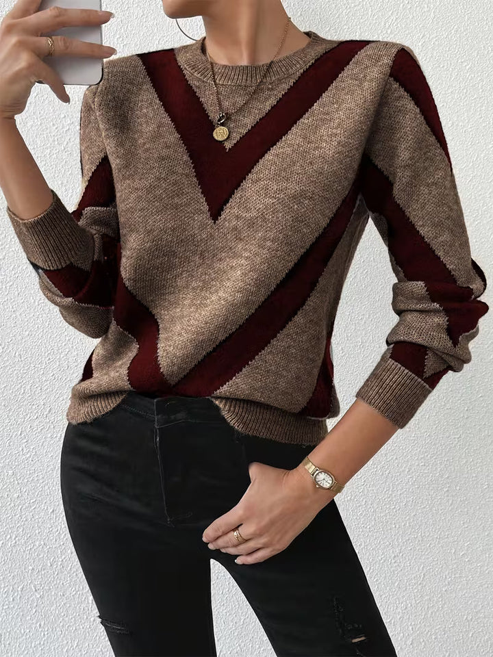 Minaza – Sweater Med Rund Hals Og Geometrisk Mønster