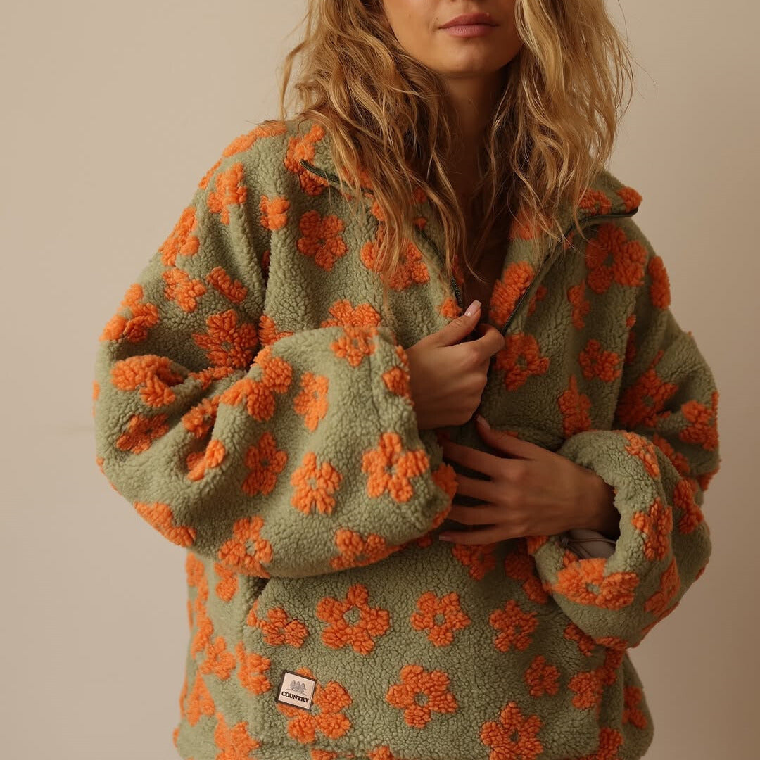 Yzella – Fleece-trøje Med Blomsterprint