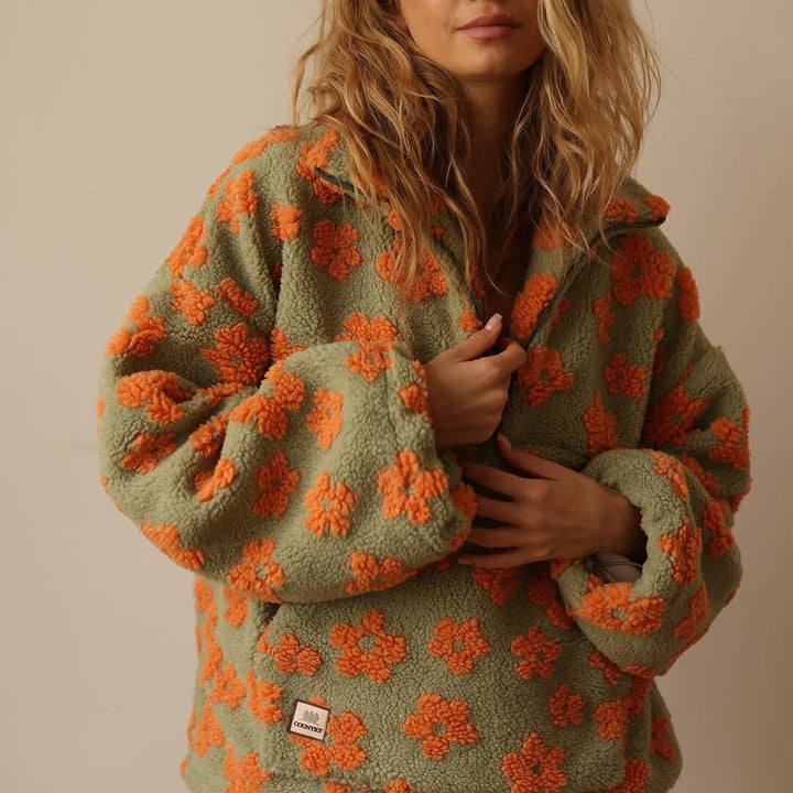 Yzella – Fleece-trøje Med Blomsterprint