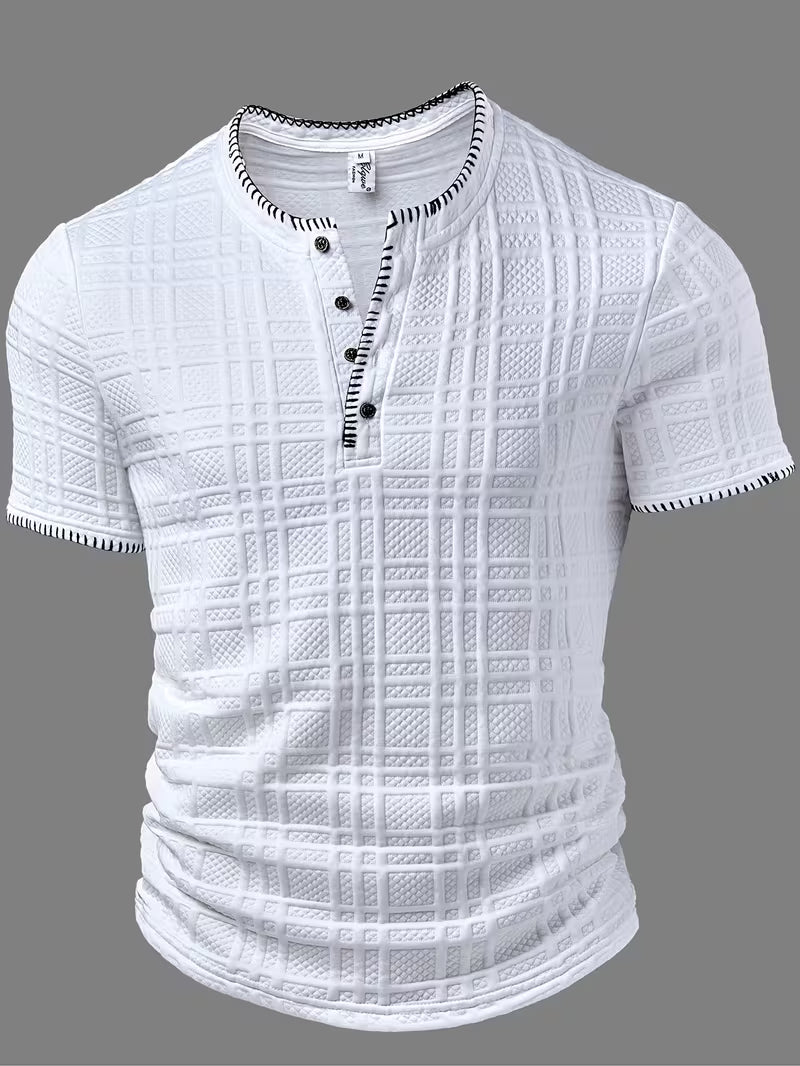 Layton – Henley-T-shirt med korte ærmer og struktureret overflade
