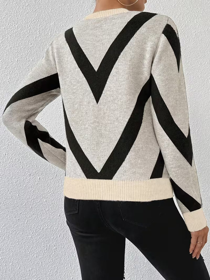 Minaza – Sweater Med Rund Hals Og Geometrisk Mønster