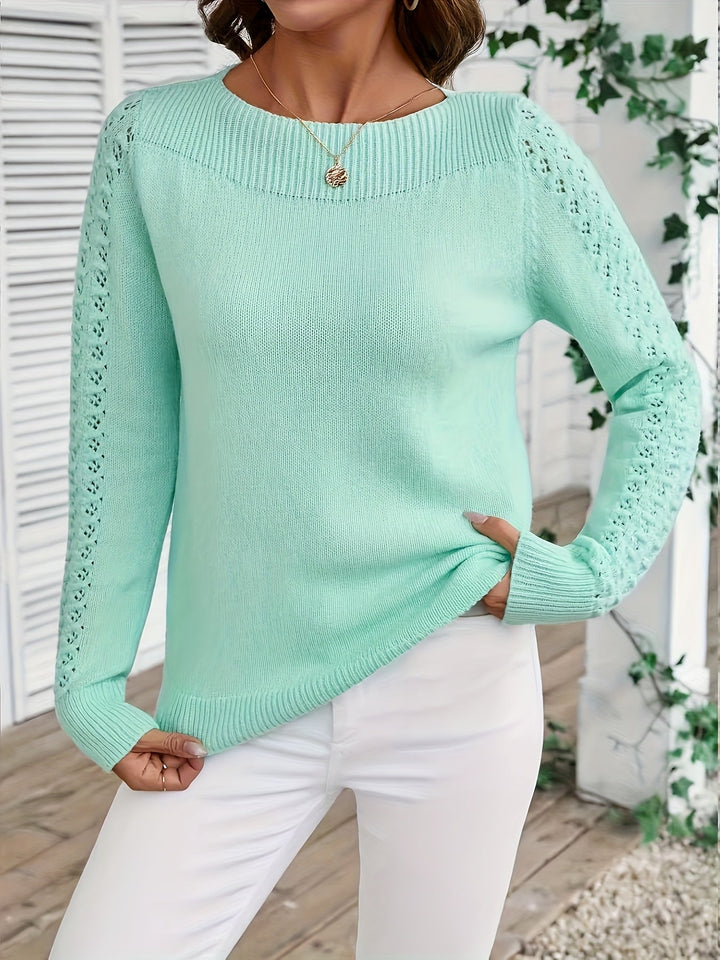 Pauliina - Afslappet Langærmet Sweater Med Hulmønster