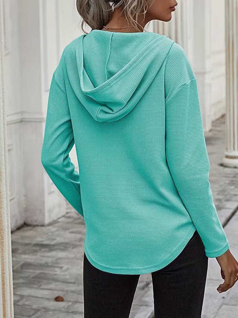 Heydi – Sweatshirt Med Lange ærmer Buet Forneden og Hætte