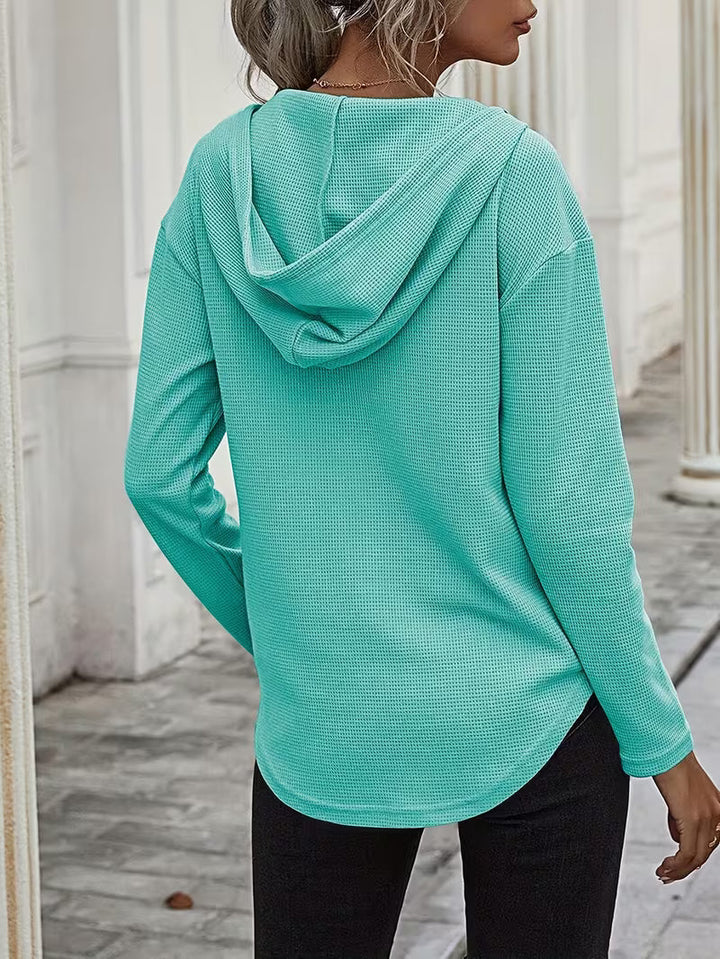 Heydi – Sweatshirt Med Lange ærmer Buet Forneden og Hætte