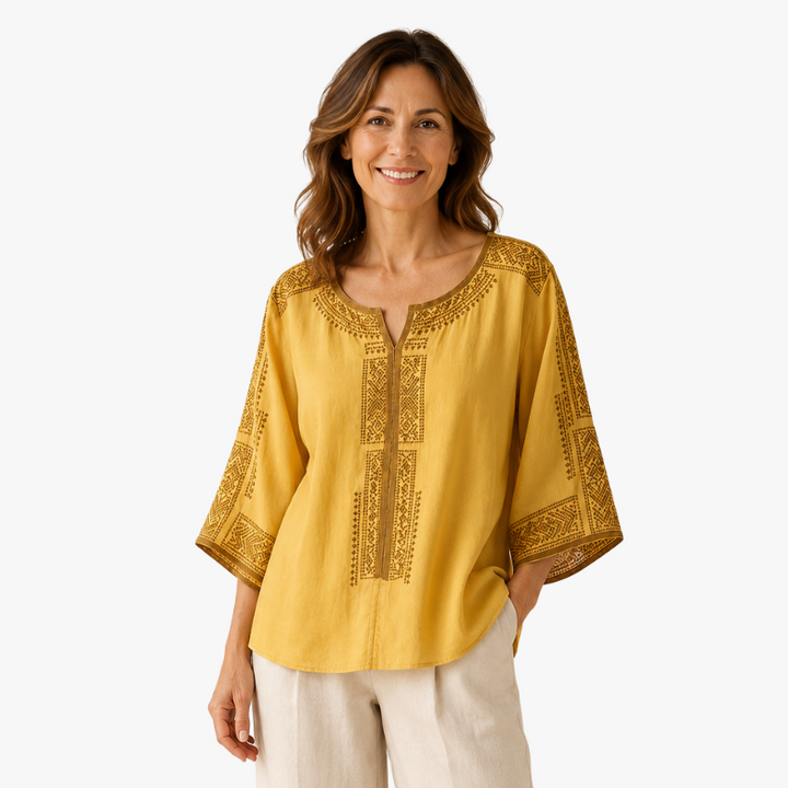 Zaanfi - Broderet Linned Bluse