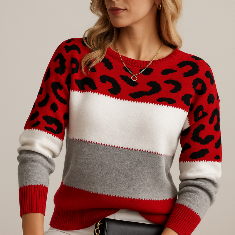 Diletta - Elegant Trøje Med Leopard Mønster