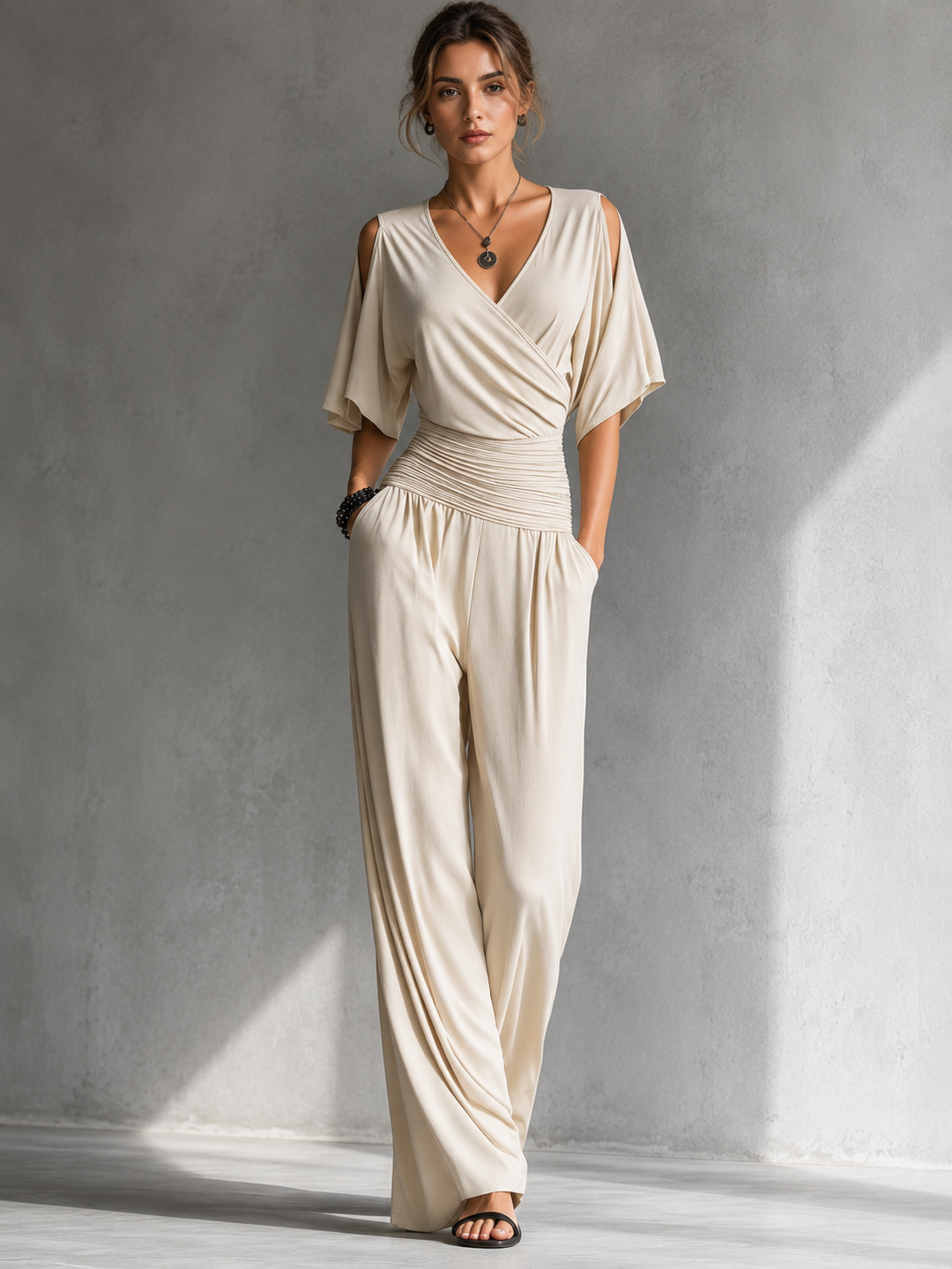 Greene – Jumpsuit Med Krydsede Skuldre Og Brede Ben