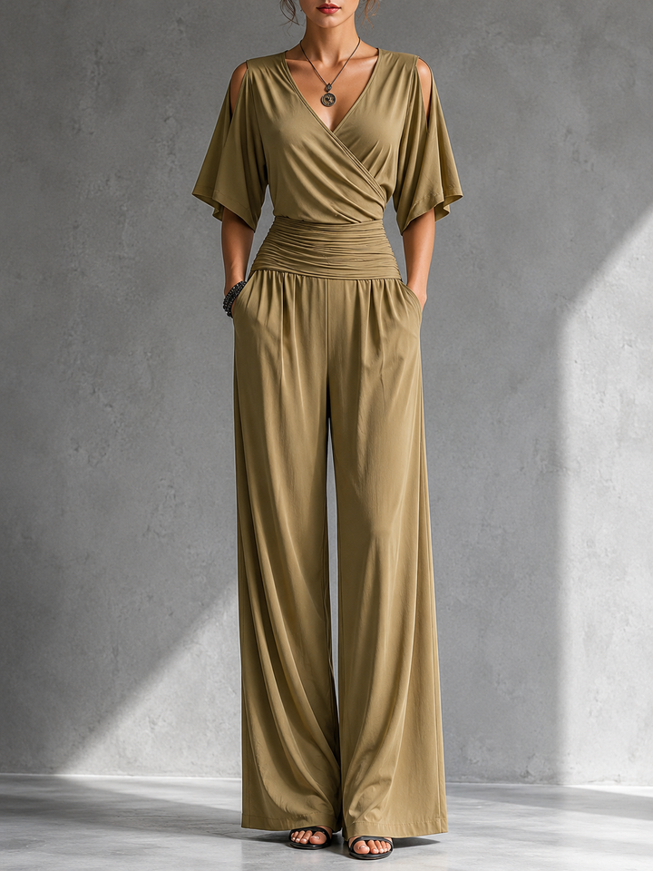 Greene – Jumpsuit Med Krydsede Skuldre Og Brede Ben