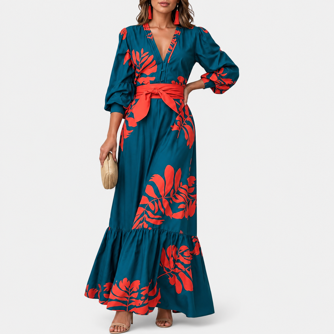 Hacire –  Maxikjole Med Tropisk Blomsterprint