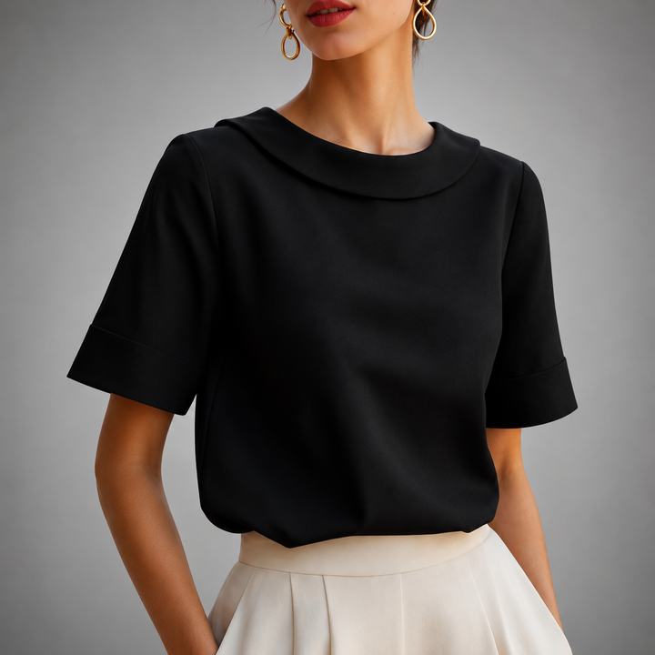 Genila – Bluse Med Korte Ærmer Og Rund Krave