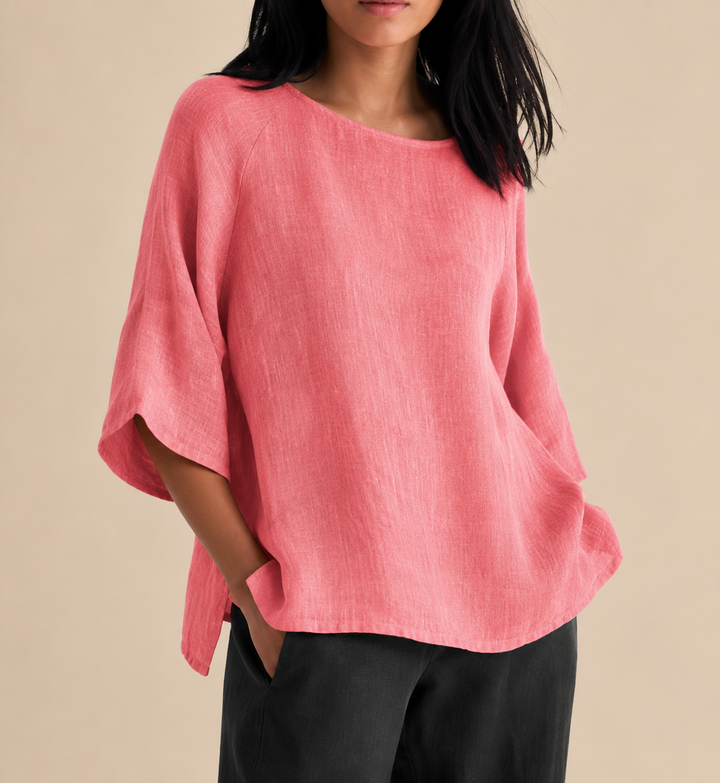 Steffi - Afslappet Oversized Bluse Med Rund Halsudskæring