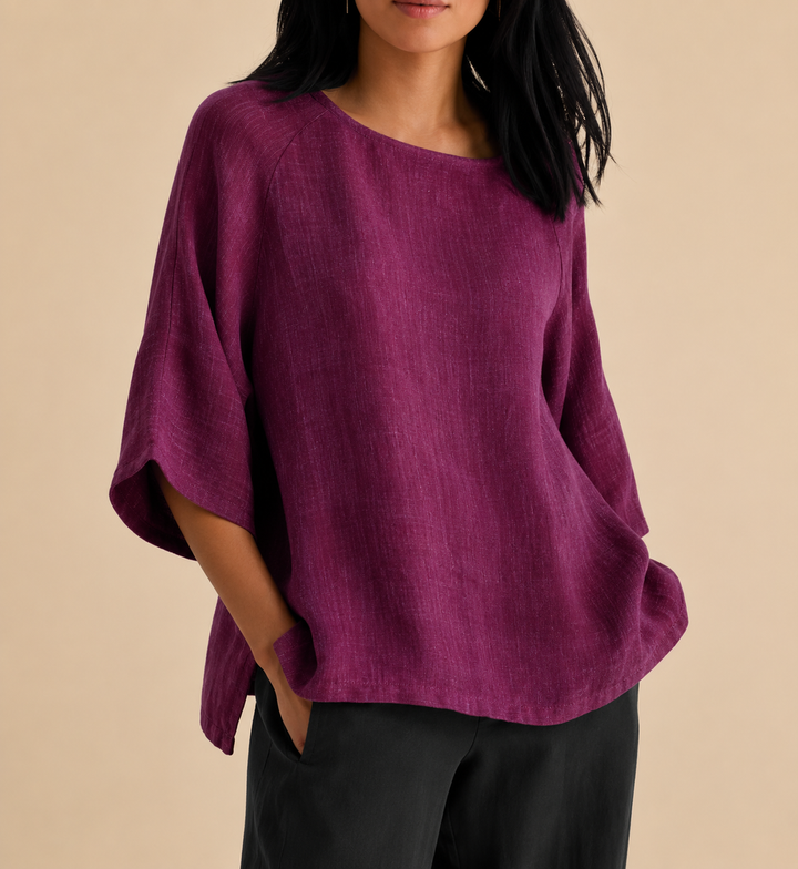 Steffi - Afslappet Oversized Bluse Med Rund Halsudskæring
