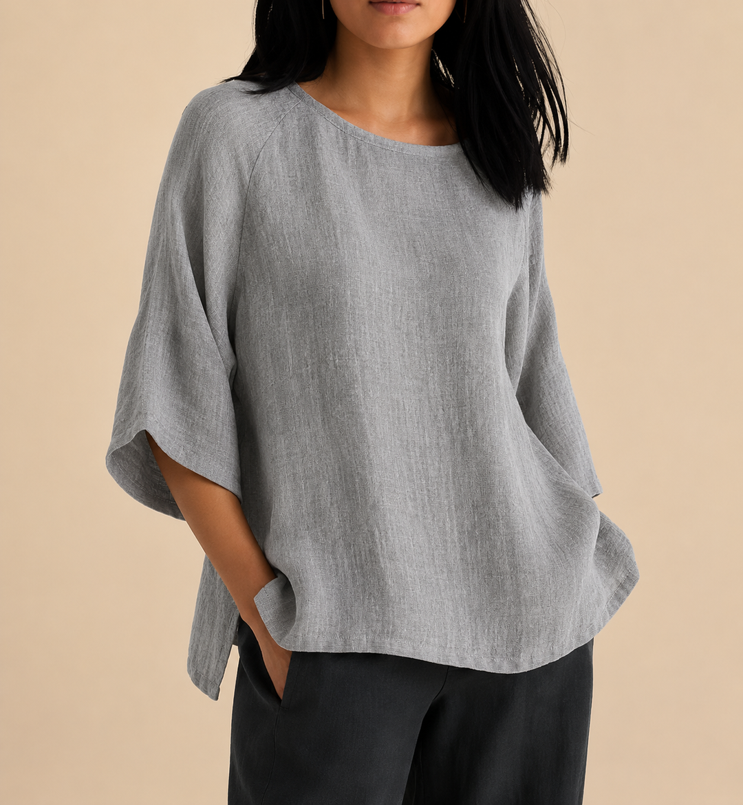 Steffi - Afslappet Oversized Bluse Med Rund Halsudskæring