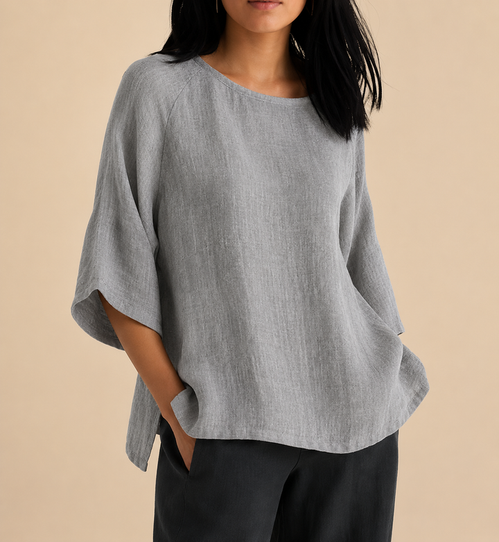 Steffi - Afslappet Oversized Bluse Med Rund Halsudskæring