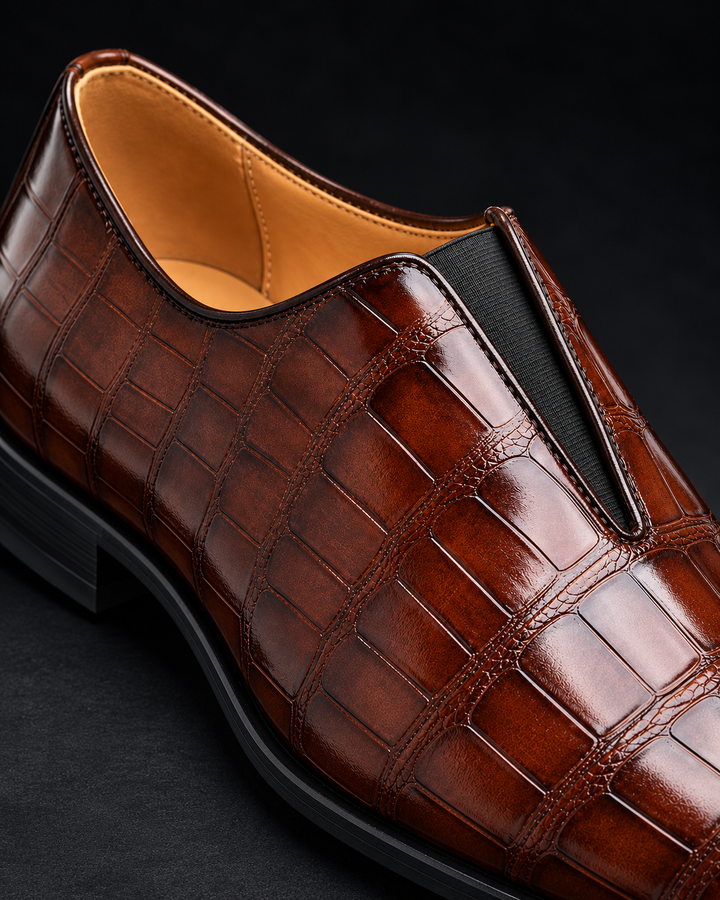 Amphon – Loafers Med Krokodillestruktur og Slip-on-Pasform