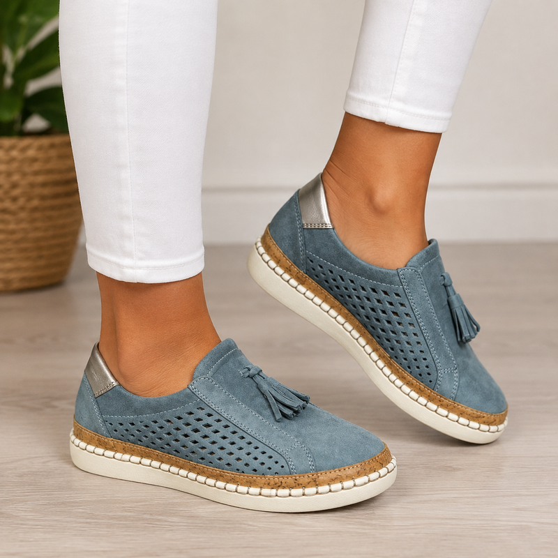 Sheyzina – Perforerede Slip-on Loafers Med Kvaster og Platformsål